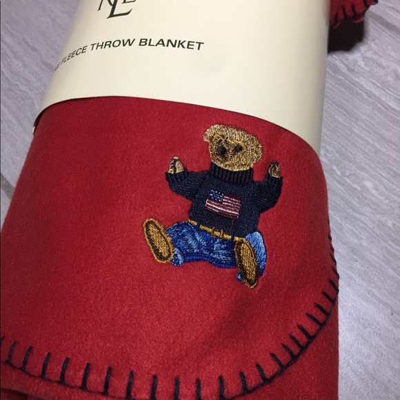 Ralph Lauren Embroidered Polo Bear Throw Blanket - Picture 3 of 3